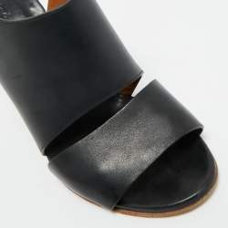 Pre Owned Chloe Black Leather Liz Wedge Slingback Sandals Size 38.5