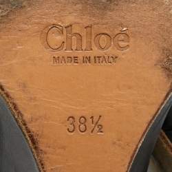 Pre Owned Chloe Black Leather Liz Wedge Slingback Sandals Size 38.5