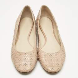Pre Owned Chloe Beige Snakeskin Leather Studs Embellished Ballet Flats Size 40