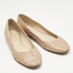 Pre Owned Chloe Beige Snakeskin Leather Studs Embellished Ballet Flats Size 40