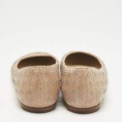 Pre Owned Chloe Beige Snakeskin Leather Studs Embellished Ballet Flats Size 40