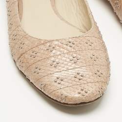 Pre Owned Chloe Beige Snakeskin Leather Studs Embellished Ballet Flats Size 40