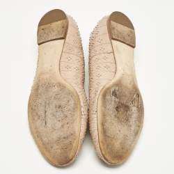 Pre Owned Chloe Beige Snakeskin Leather Studs Embellished Ballet Flats Size 40