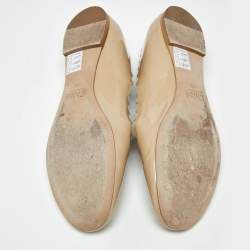 Pre Owned Chloe Beige Patent Leather Laurena Scalloped Ballet Flats Size 39