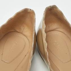 Pre Owned Chloe Beige Patent Leather Laurena Scalloped Ballet Flats Size 39