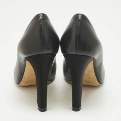 Pre Owned حذاء كعب عالي كلوي مقدمة مستديرة جلد أسود مقاس 37.5