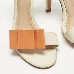 Pre Owned Chloe Cream Leather Bow  Ankle Strap Sandals Size 37