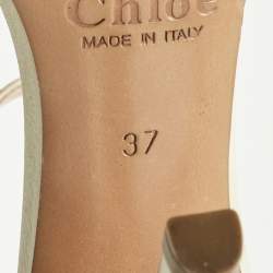 Pre Owned Chloe Cream Leather Bow  Ankle Strap Sandals Size 37
