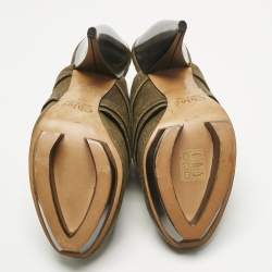 Pre Owned Chloé Green Leather Buckle Clogs Size 37