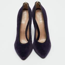 Pre Owned Chloe Purple Velvet Pointed Toe Pumps Size 37
