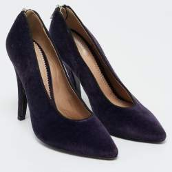 Pre Owned Chloe Purple Velvet Pointed Toe Pumps Size 37