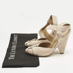 مملوكة مسبقًا Chloe Beige Suede Strappy Slingback Pumps Size 37