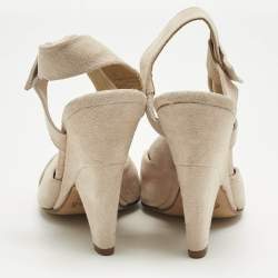مملوكة مسبقًا Chloe Beige Suede Strappy Slingback Pumps Size 37