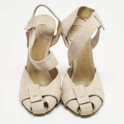 مملوكة مسبقًا Chloe Beige Suede Strappy Slingback Pumps Size 37