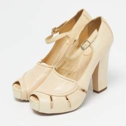 Pre Owned Chloe Beige Leather Mary Jane Pumps Size 38