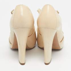 Pre Owned Chloe Beige Leather Mary Jane Pumps Size 38