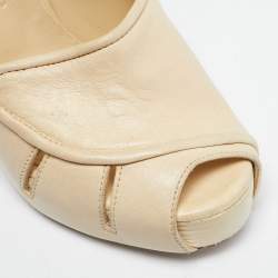 Pre Owned Chloe Beige Leather Mary Jane Pumps Size 38