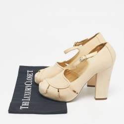 Pre Owned Chloe Beige Leather Mary Jane Pumps Size 38