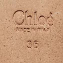 Pre Owned Chloe Beige Leather Wedge Slide Sandals Size 36