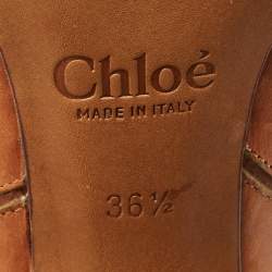 مملوكة مسبقًا حذاء بوت بطول الركبة كلوي جلد بني مقاس 36.5