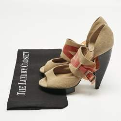 Pre Owned Chloé Beige/Orange Suede Mary Jane Pumps Size 37