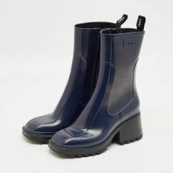 مملوكة مسبقًا حذاء بوت كلوى مطر مطاط أزرق بحري مقاس 40