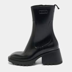 Pre Owned Chloe Black Rubber Betty Rain Boots Size 41