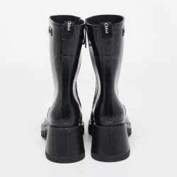 Pre Owned Chloe Black Rubber Betty Rain Boots Size 41