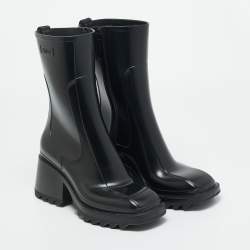 Pre Owned Chloe Black Rubber Betty Rain Boots Size 41