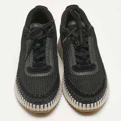 Pre Owned Chloe Black Knit Fabric and Suede Nama Low Top Sneakers Size 42