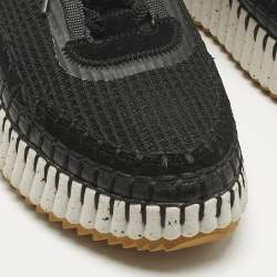 Pre Owned Chloe Black Knit Fabric and Suede Nama Low Top Sneakers Size 42