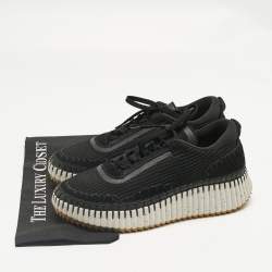 Pre Owned Chloe Black Knit Fabric and Suede Nama Low Top Sneakers Size 42