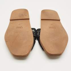 Pre Owned Chloe Black Lace and Leather Woody Flat Sandals Size 41