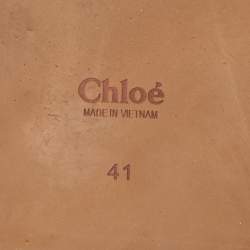 Pre Owned Chloe Black Lace and Leather Woody Flat Sandals Size 41