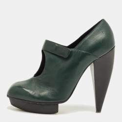 Pre Owned Chloe Green Leather Booties Size 37