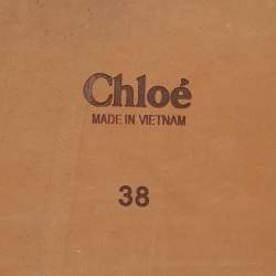 Pre Owned Chloe Cream Canvas Logo Woody Flat Slide Size 38