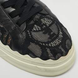 Pre Owned Chloe Black Lace and Leather Lauren Platform Low Top Sneakers Size 41