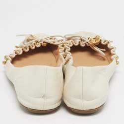 Pre Owned Chloe Cream Leather Charms Ballet Flats Size 39