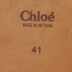 مملوكة مسبقًا صندل سلايد فلات كلوي وودي دانتيل وحافة جلد أسود مقاس 39