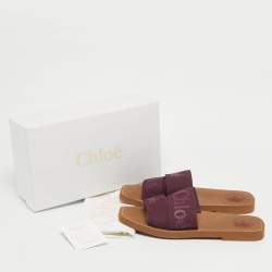 مملوكة مسبقًا صندل سلايد فلات كلوي وودي دانتيل وحافة جلد أسود مقاس 39