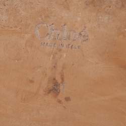 Pre Owned Chloe Brown Canvas Logo Ribbon Woody Flat Slide Sandals Size 41