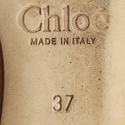 Pre Owned Chloe Brown Leather Braided Cuff Ballet Flats Size 37