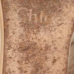 مملوكة مسبقًا Chloe Size 38 Beige Leather Wedge Ankle Wrap Sandals