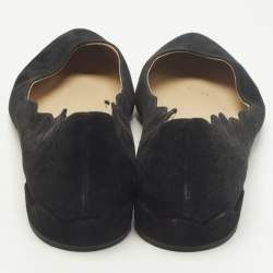 Pre Owned Chloe Laurena Scalloped Size 38 Black Suede Ballet Flats