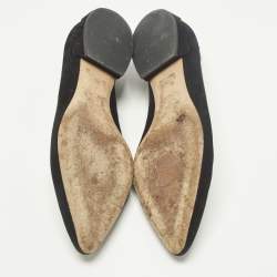 Pre Owned Chloe Laurena Scalloped Size 38 Black Suede Ballet Flats