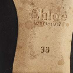 Pre Owned Chloe Laurena Scalloped Size 38 Black Suede Ballet Flats