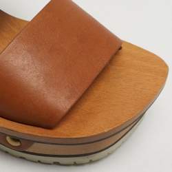 Pre Owned صندل كلوي فتحة كعب كعب روكي Eliza جلد أسود مقاس 39.5