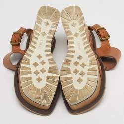 Pre Owned صندل كلوي فتحة كعب كعب روكي Eliza جلد أسود مقاس 39.5