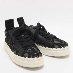 Pre Owned Chloé Lauren Size 39 Black Lace and Mesh Low Top Sneakers