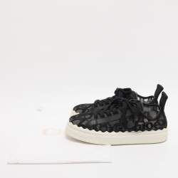 Pre Owned Chloé Lauren Size 39 Black Lace and Mesh Low Top Sneakers